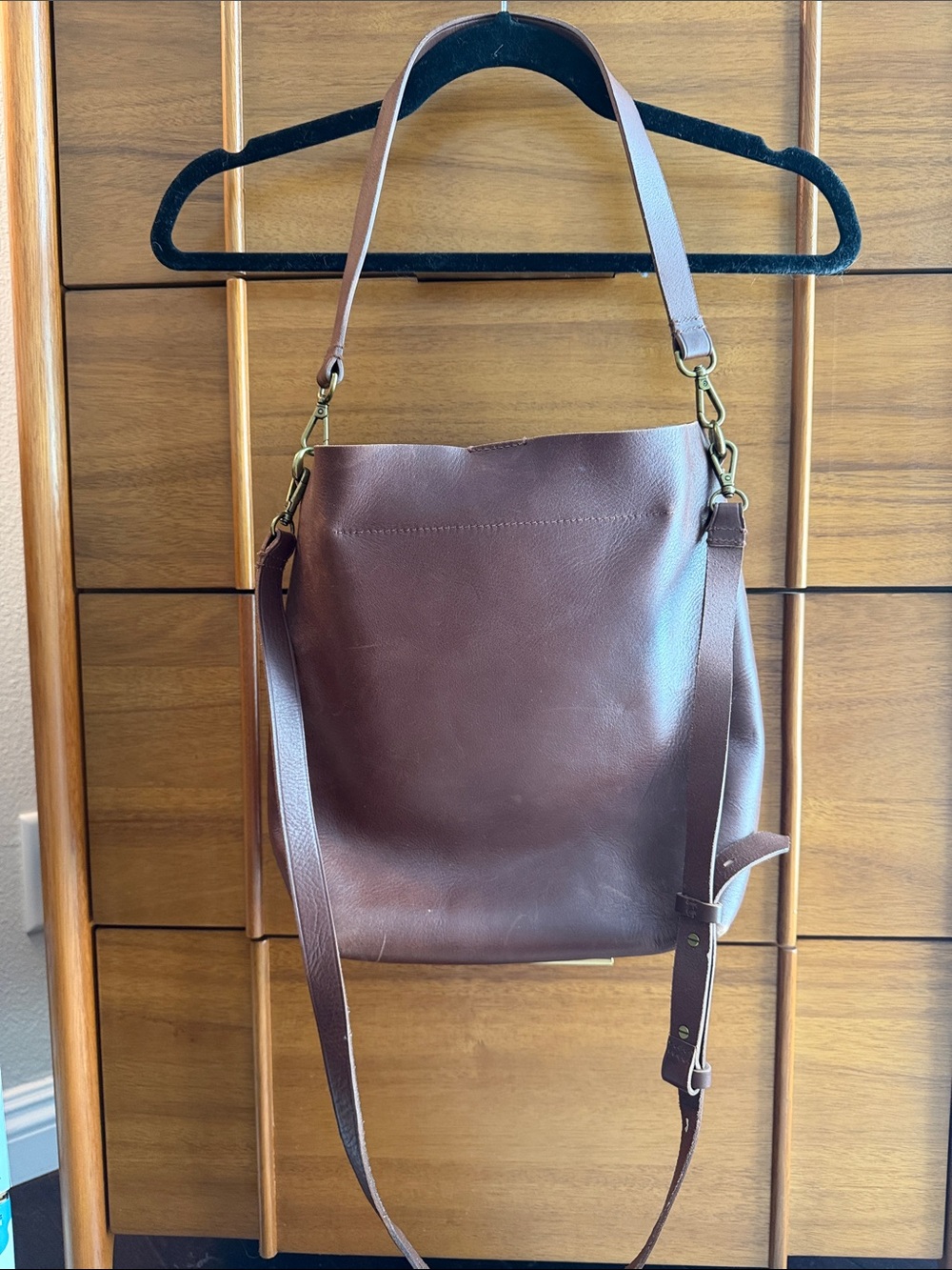 Madewell Classic Brown Leather transport tote